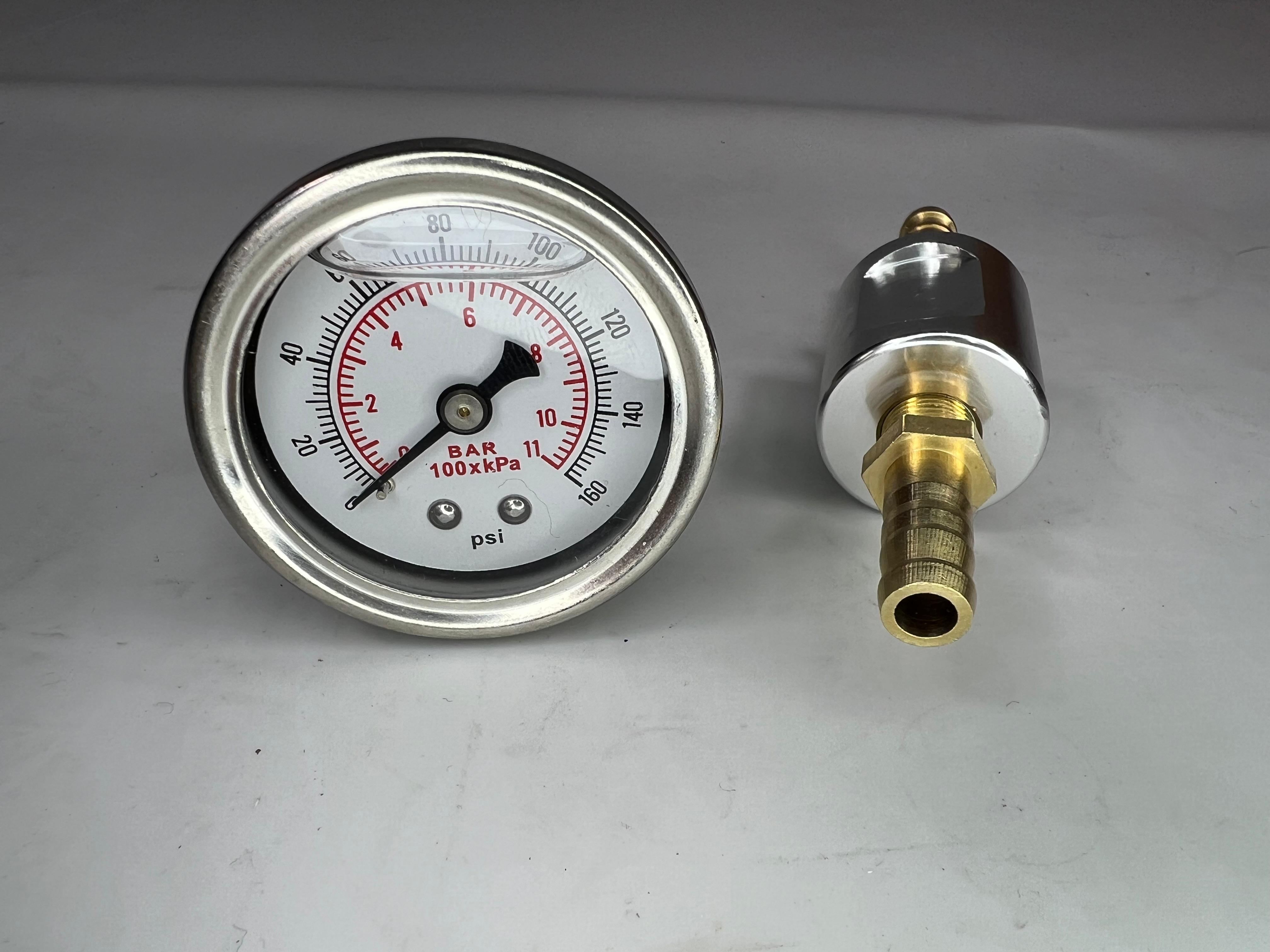 Kraftstoff Druckanzeige von 0 bis 8/11 bar mit passendem Adapter