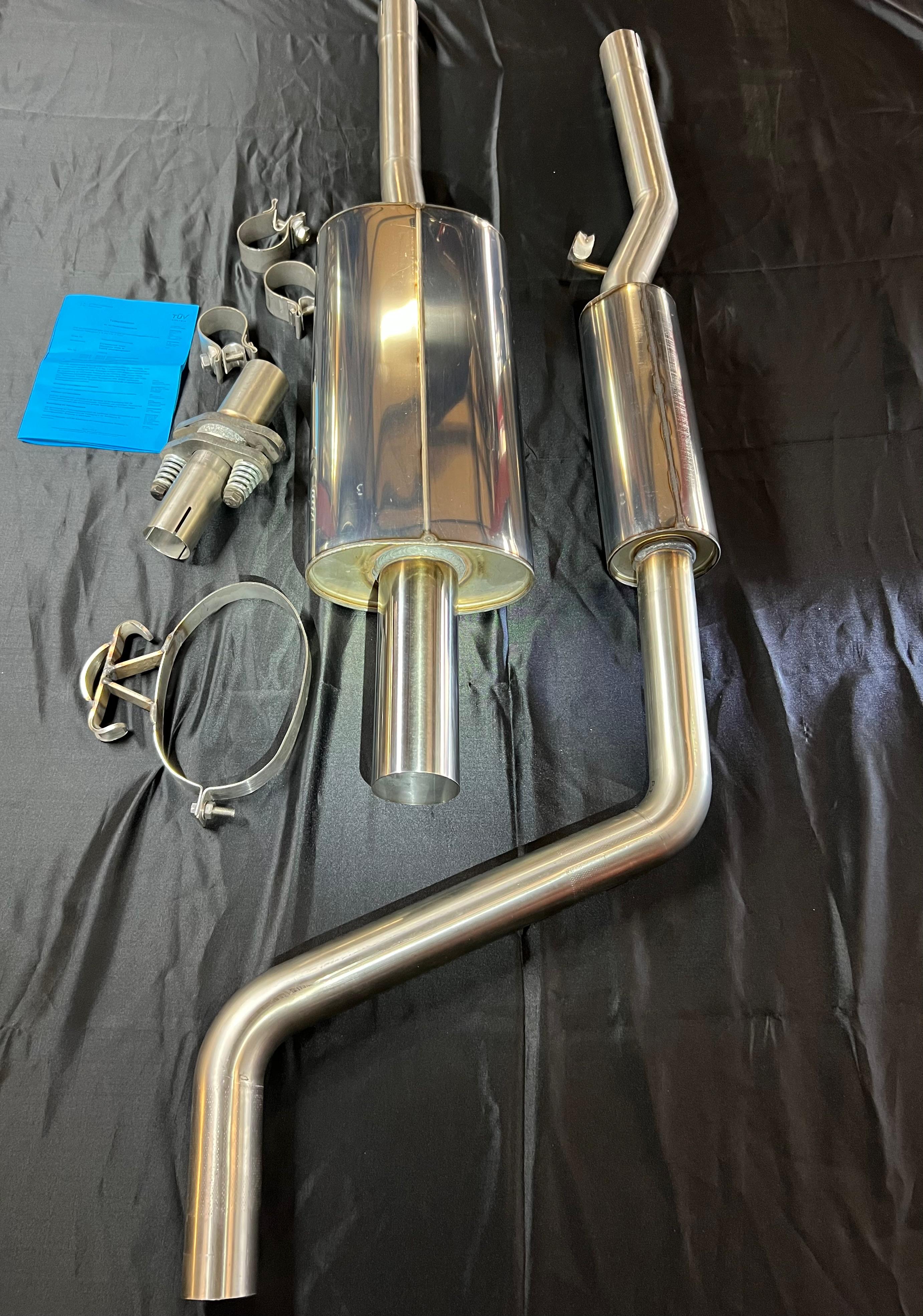 Auspuffanlage für Polo G40 ab Kat Gruppe N mit 50mm Durchmesser mit 70mm geradem Endrohr 200mm lang