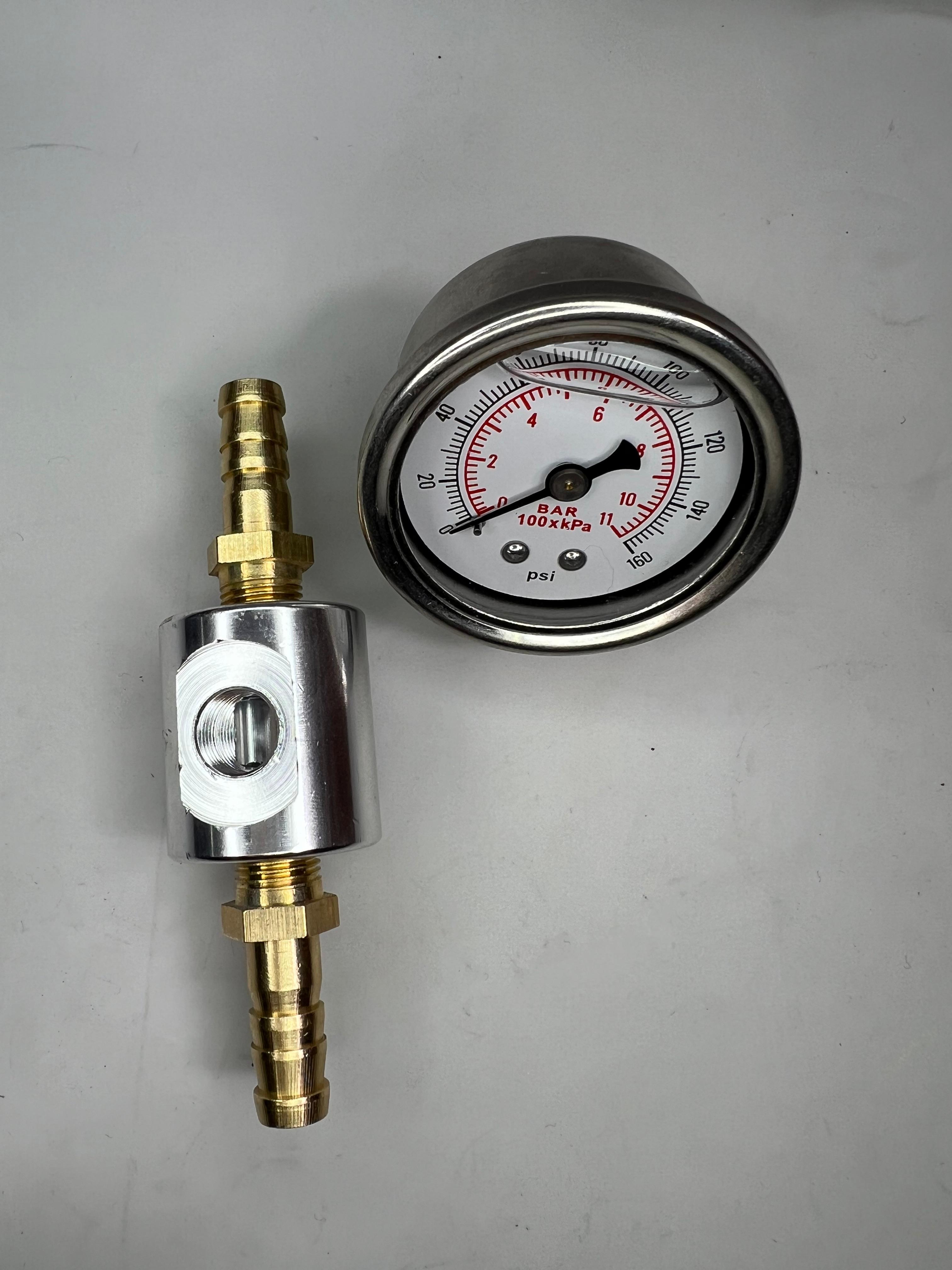 Kraftstoff Druckanzeige von 0 bis 8/11 bar mit passendem Adapter