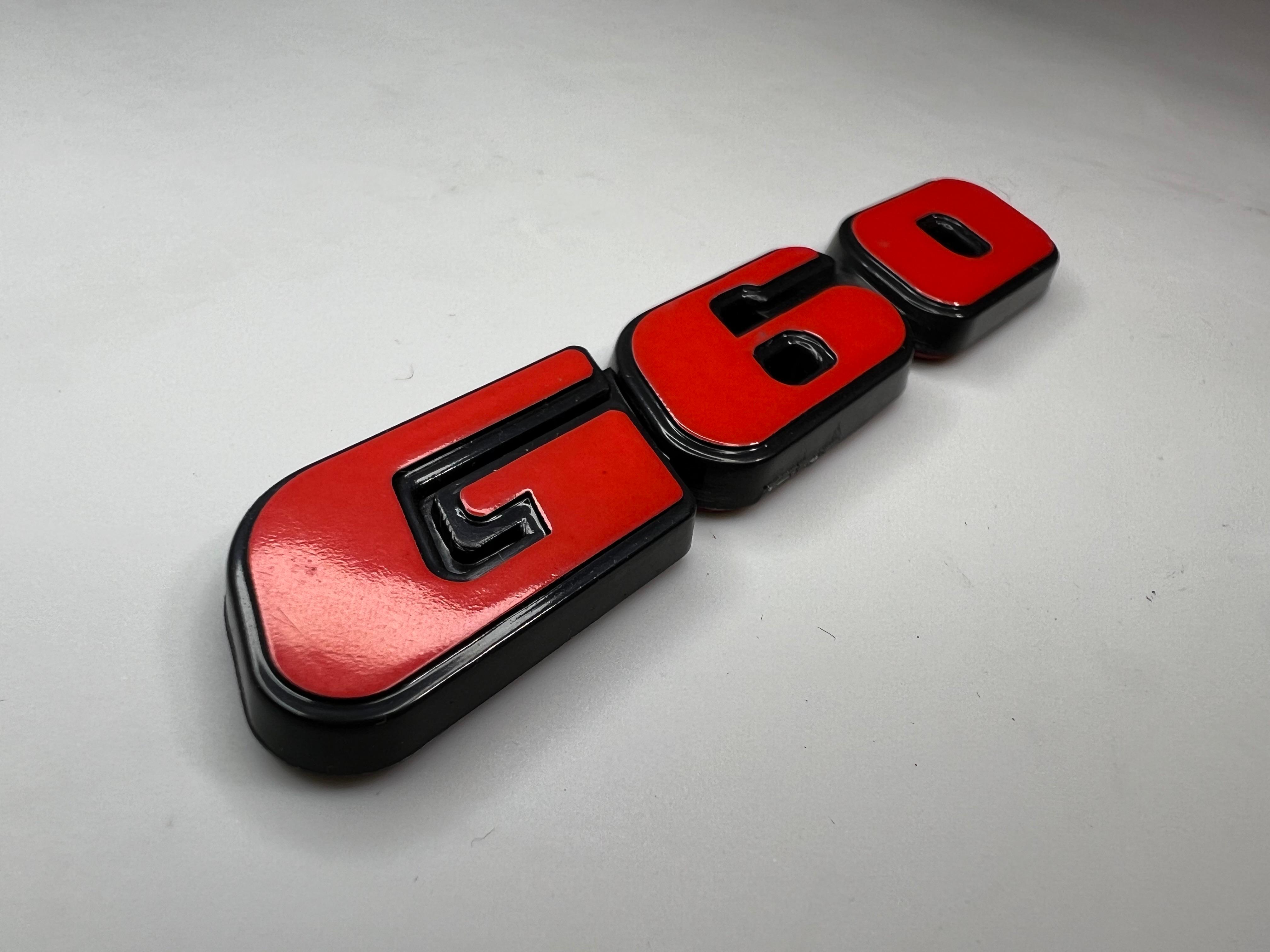 Emblem G60 Rot und Schwarz aus Kunststoff für Golf Corrado und Passat zum Aufkleben