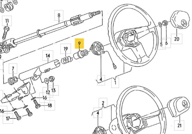 Lenkradhülse Lenkrad Adapter Hülse VW Polo 86C original Teilenummer :191 419 514
