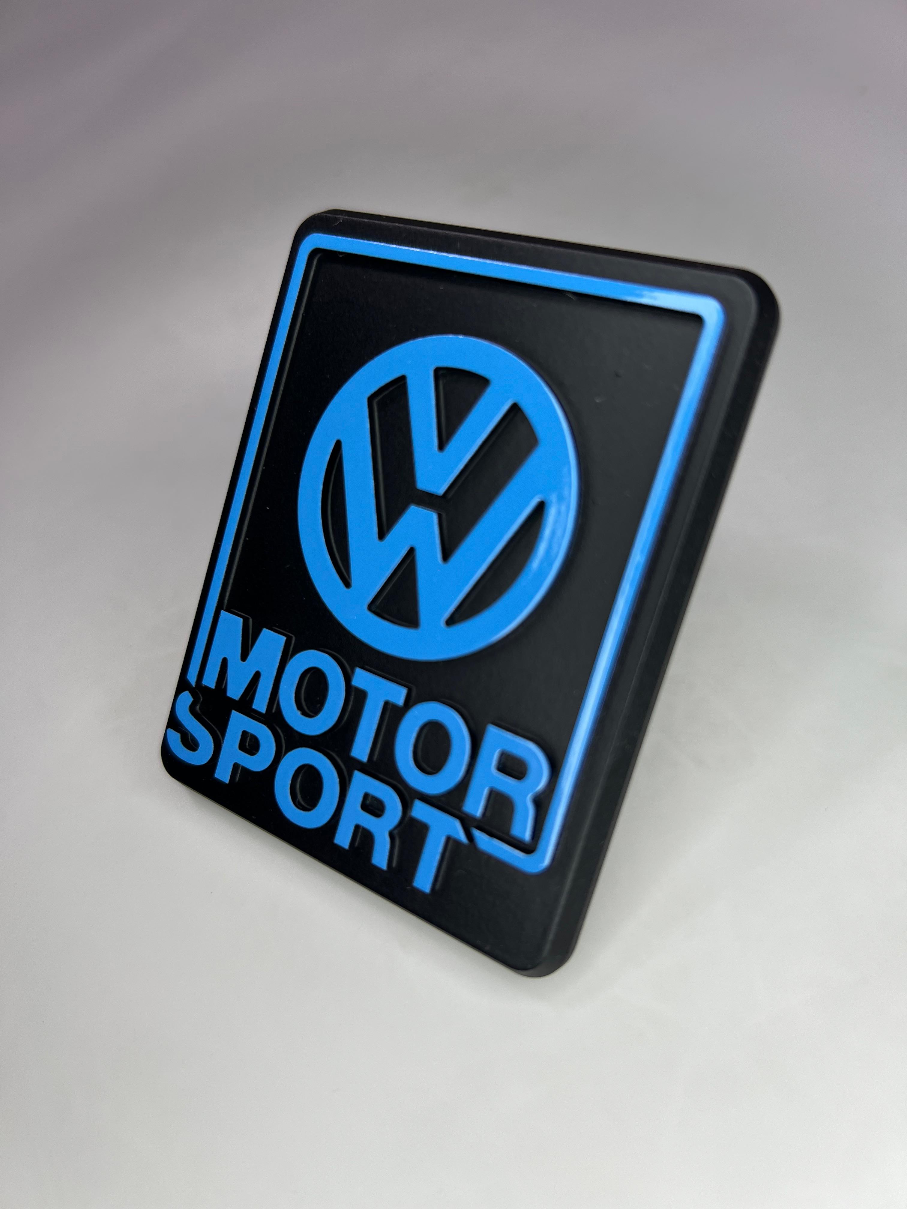 Kühlergrill Emblem VW-Motorsport Limited Edition aus Aluminium Farbe schwarz und blau