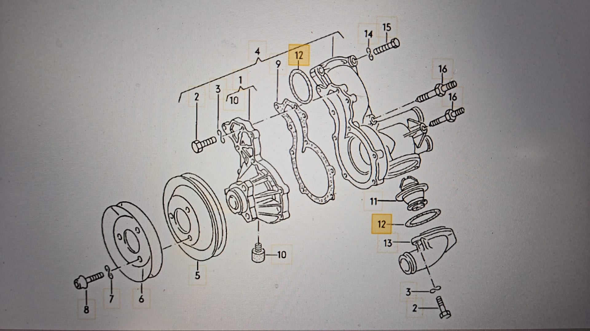 Dichtring für die G60 Wasserpumpe PG Golf Corrado Passat zwischen der Pumpe und dem Thermostatdeckel
