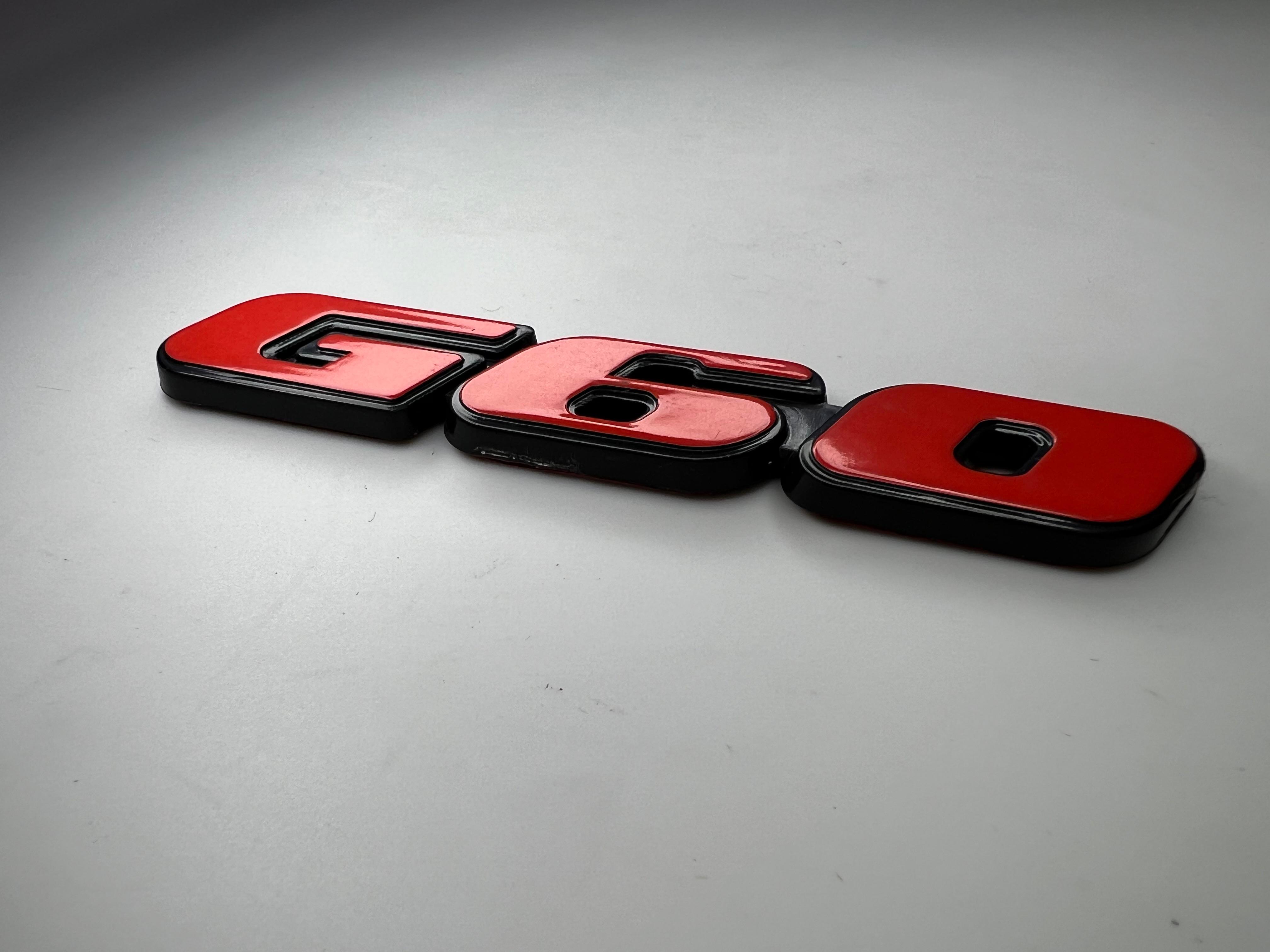 Emblem G60 Rot und Schwarz aus Kunststoff für Golf Corrado und Passat zum Aufkleben