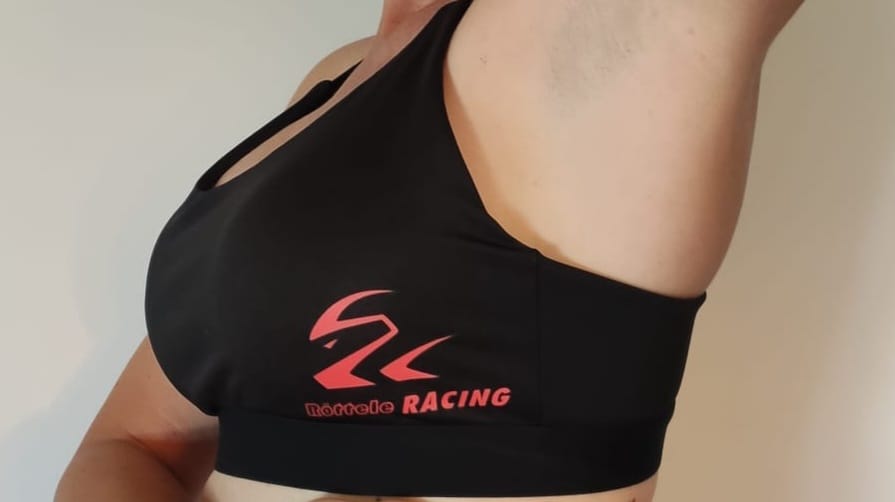 Sport BH Tombo Medium Impact Core Bra mit Logo von Röttele Racing