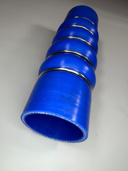 Polo G40 Ladedruckschlauch (ID 55 mm, kurz) vom Lader zum Ladeluftkühler, blau gewellt