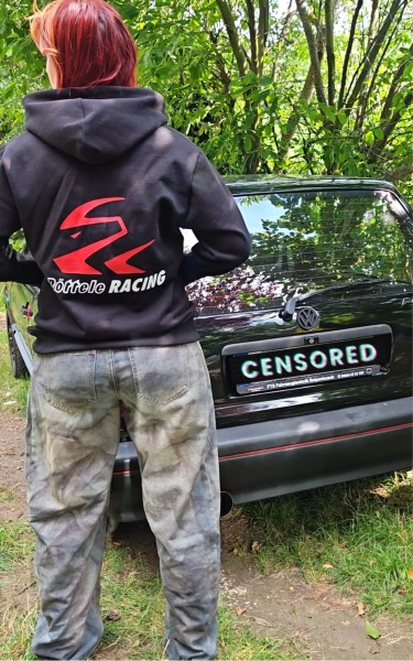 Pullover mit Röttele-Racing Werbung