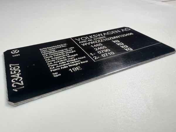 Typenschild für den Motorraum für Volkswagen Modelle 