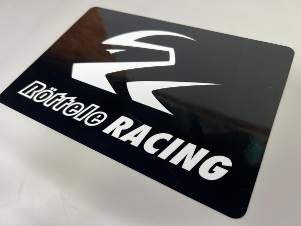 Aufkleber Röttele-Racing Helm Logo mit Schriftzug in schwarz weiß 